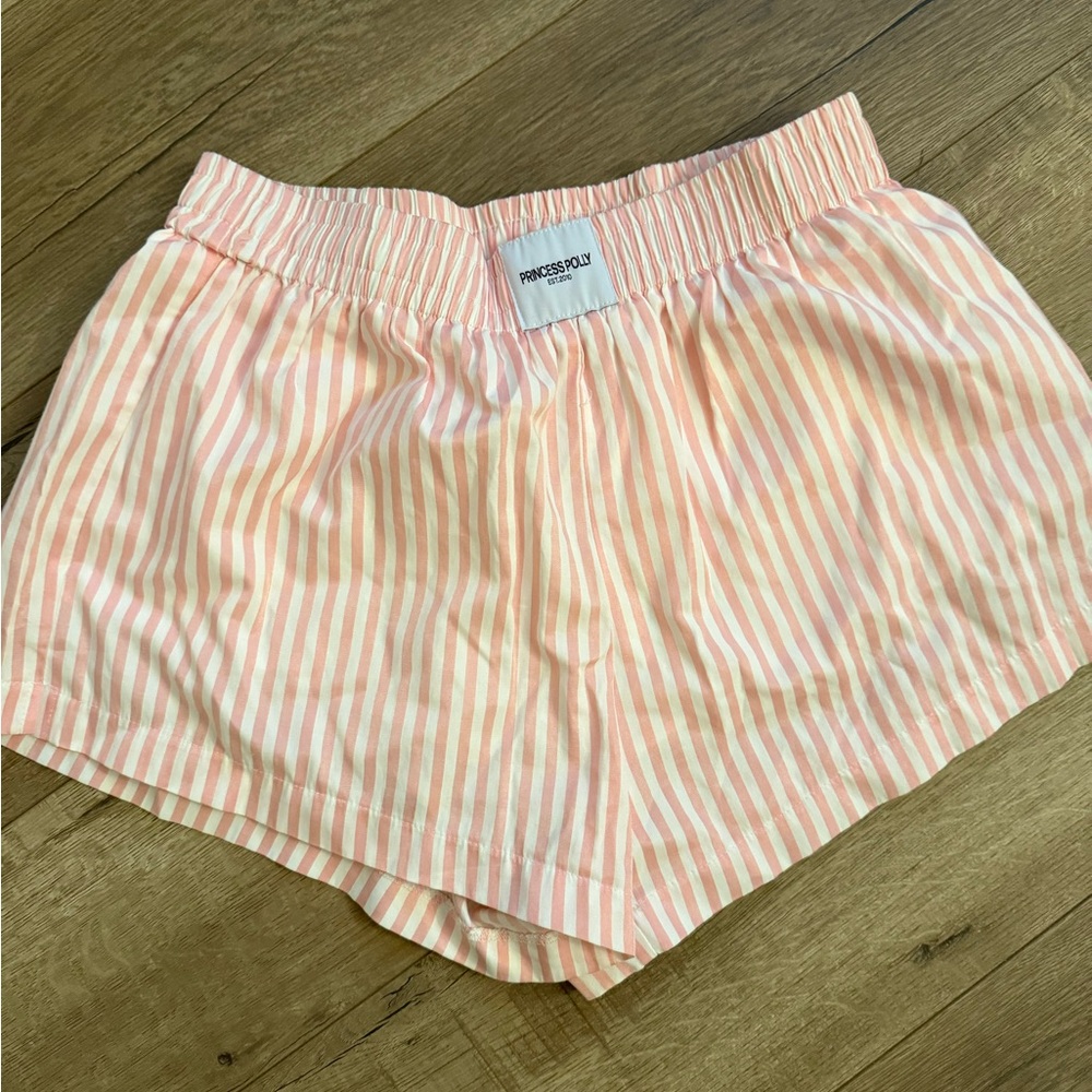 Princess Polly High Waist Pink Striped Shorts